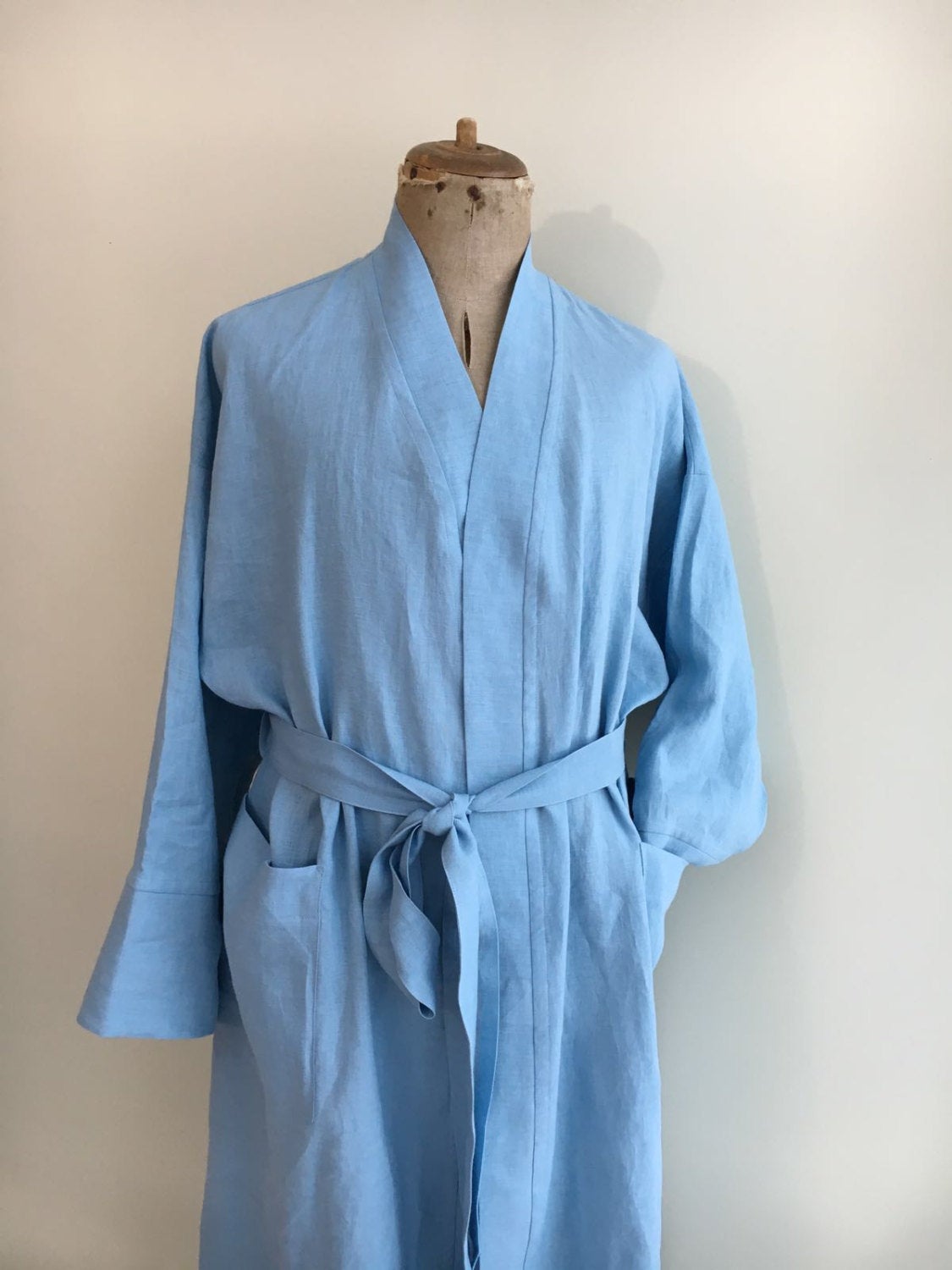 Womens Terry Toweling Cotton Bathrobe Dressing Gown Robe-Blue -